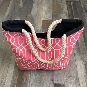 Stylish Coral Geometric Tote Bag